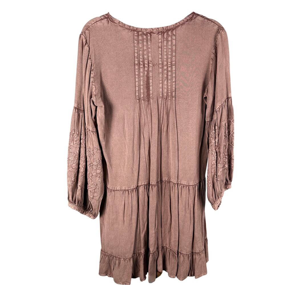 NWT Anthropologie Pink Paisley Embroidered Floral Appliqué Raglan Top M